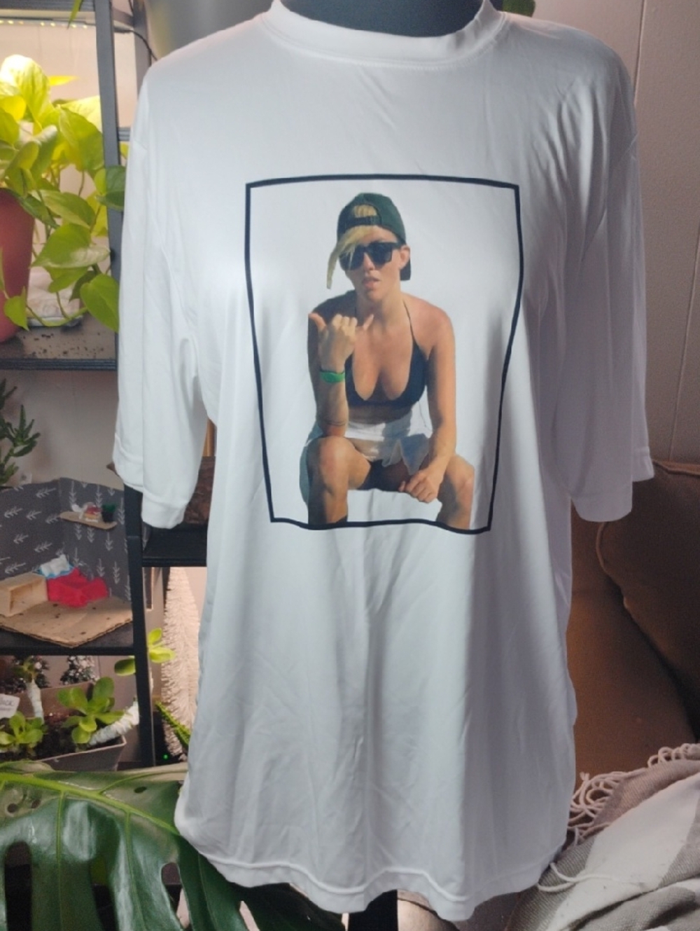 Graphic White Women's Tee with Photo Print